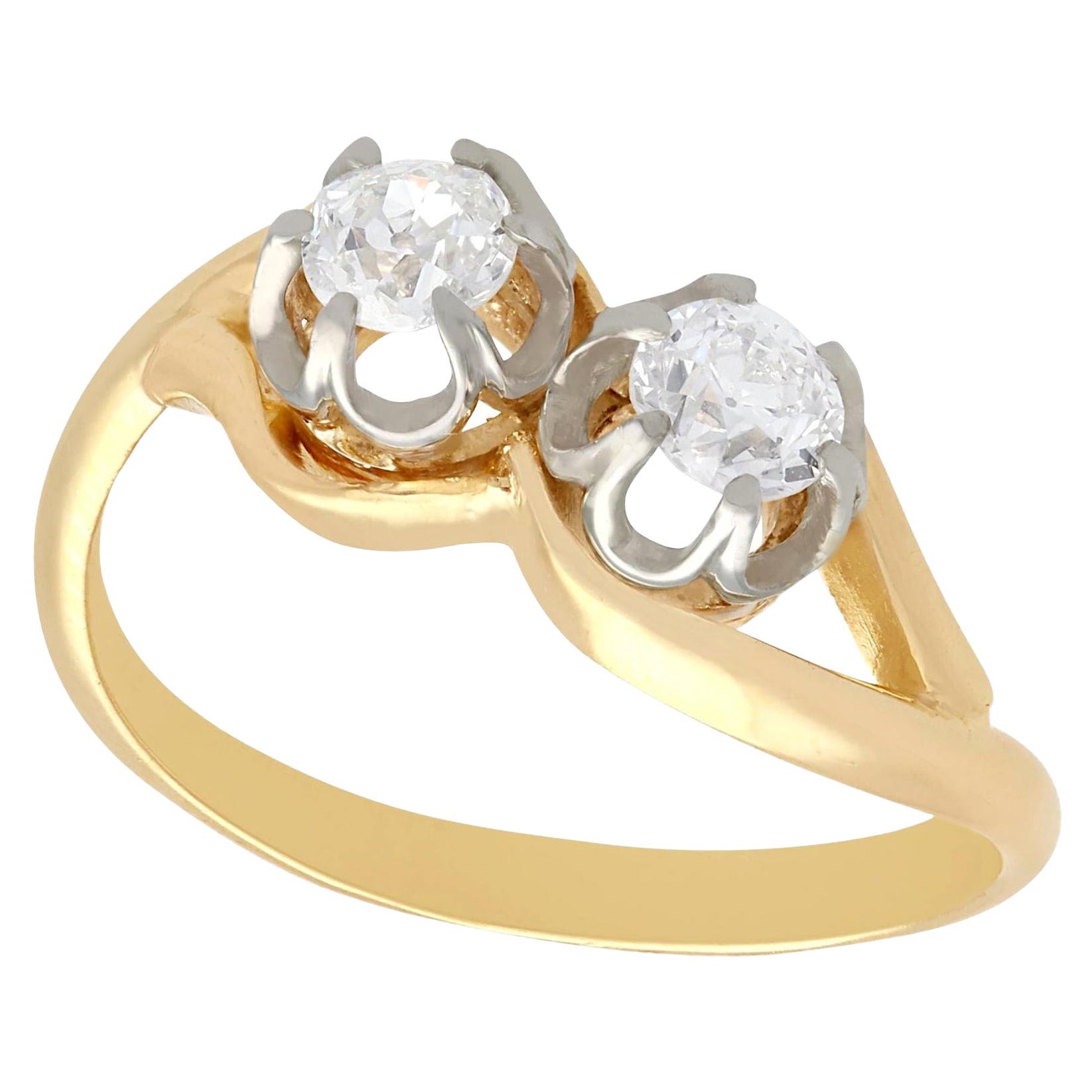 Diamond and Yellow Gold Platinum Set Twist Ring For Sale
