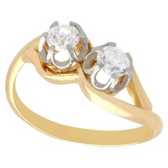 Diamond and Yellow Gold Platinum Set Twist Ring