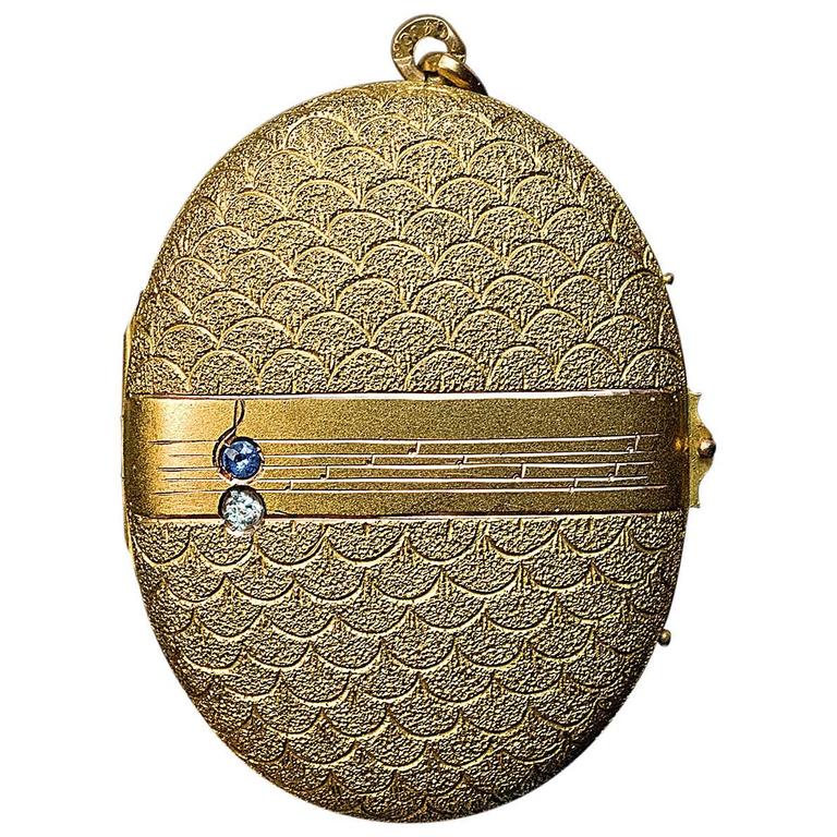 Antique Jeweled Gold Locket Pendant For Sale at 1stdibs