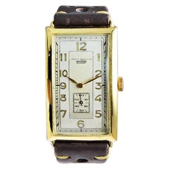 Omega / Tissot Art Deco Yellow Gold Filled Rare Watch with Original Dial, 1930s