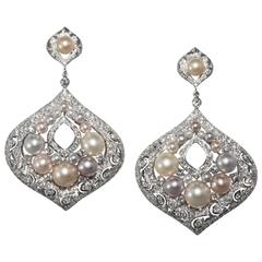 natural color pearl diamond gold dangle earrings 11