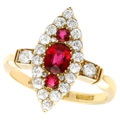 Vintage Edwardian 1.00 Carat Siam Ruby and 1.12 Carat Diamond Yellow Gold Cocktail Ring