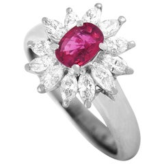 LB Exclusive Platinum 0.71 Carat Diamond and Ruby Ring
