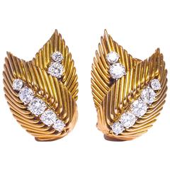 Van Cleef & Arpels gorgeous pair of gold and diamond 'cheveux d'ange' earrings