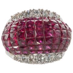 Burmese Ruby Diamond gold cocktail Ring Burmese Ruby Diamond gold cocktail Ring