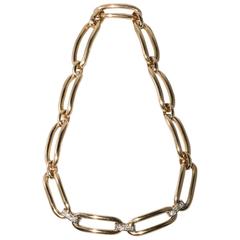 Retro Style Gold and Diamond Link Necklace 1