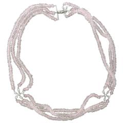 Cathy Waterman Daisy Rose Quartz Platinum Three Strand Choker Necklace 8