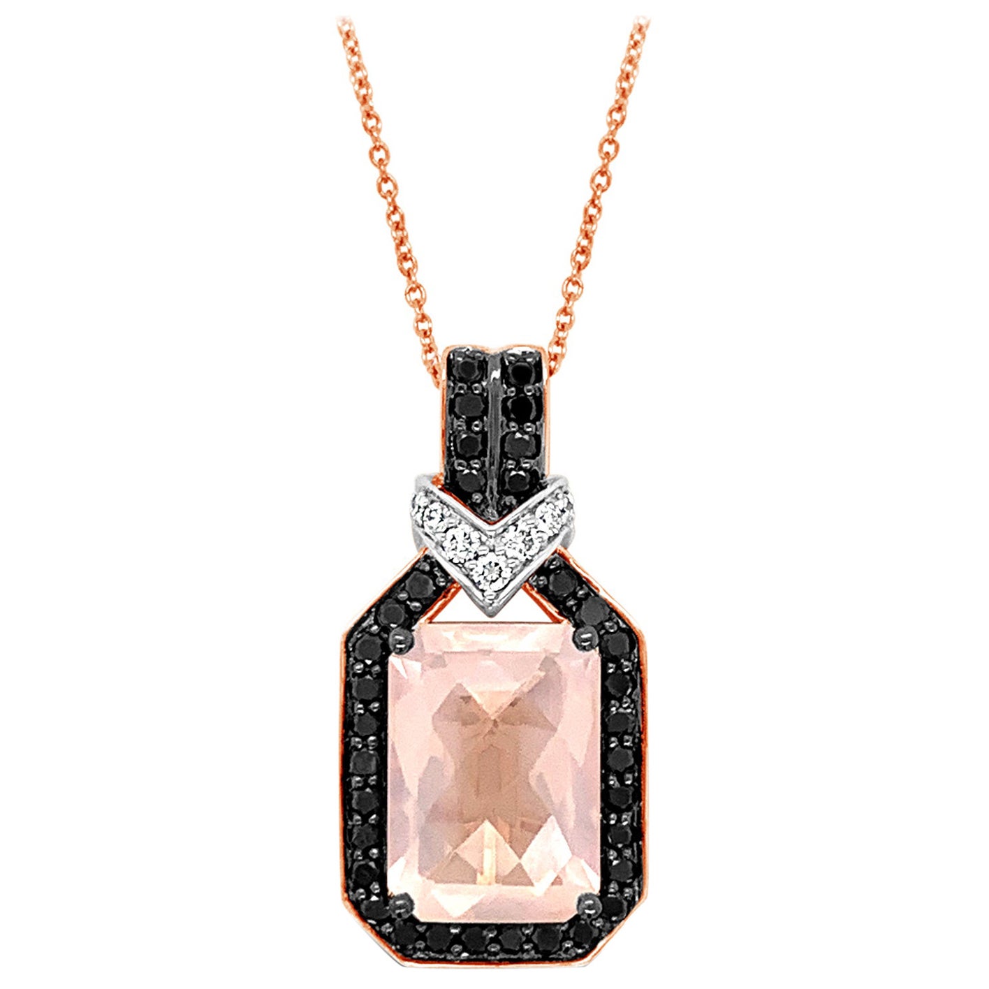 Le Vian 14 Karat Rose Gold Diamond Drop Necklace For Sale at 1stDibs