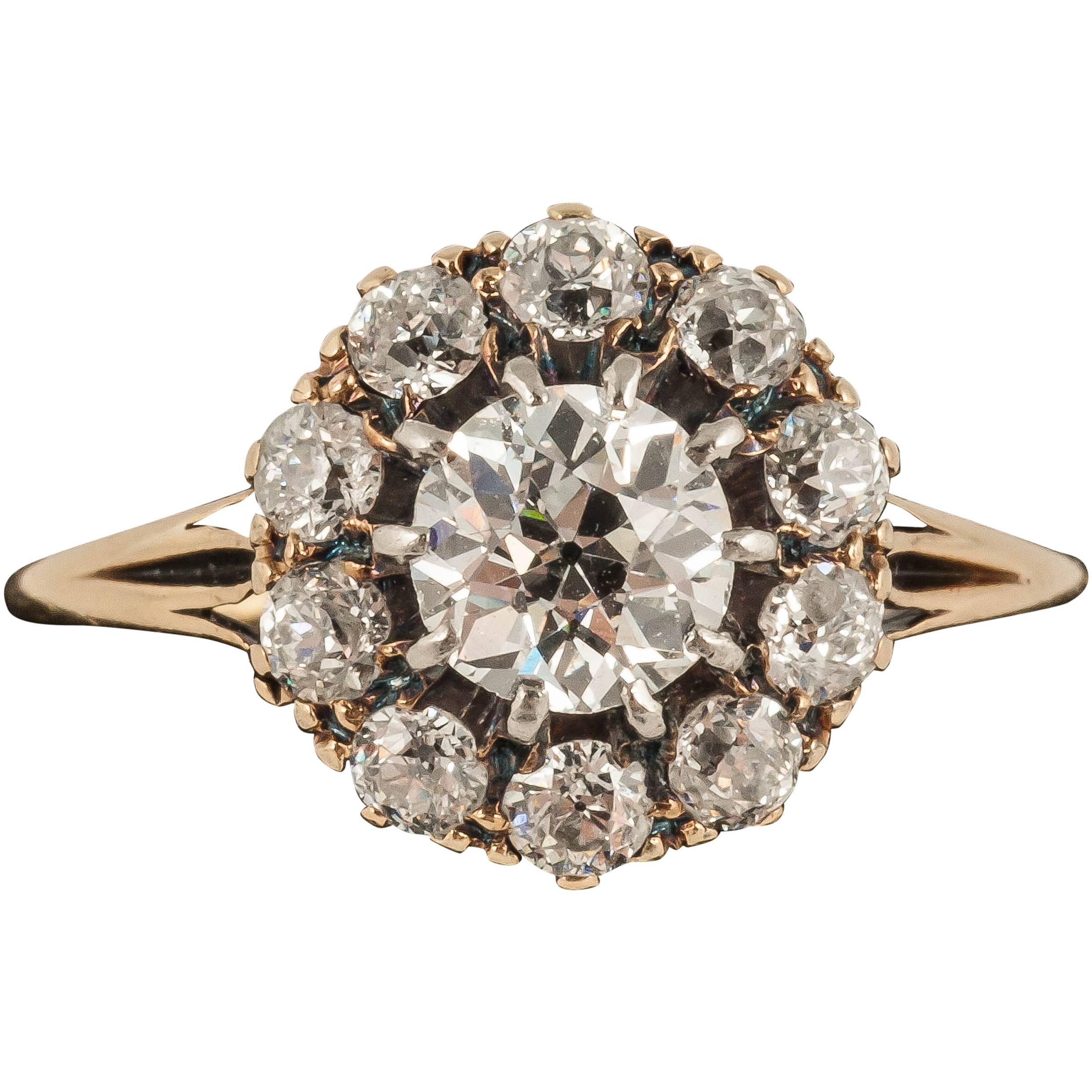 Stunning Victorian Diamond cluster ring For Sale