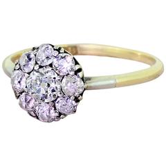 Art Deco 0.89 Carat Old Cut Diamond Daisy Cluster Ring