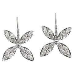 18k White Gold Diamond Marquise Petal Drop Earrings