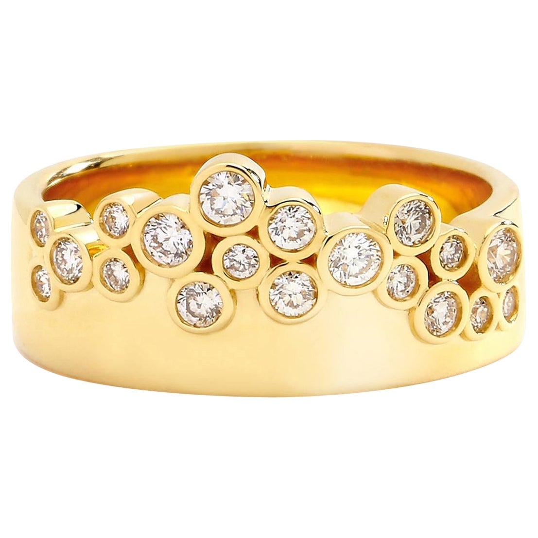 Syna Yellow Gold Band with Diamonds