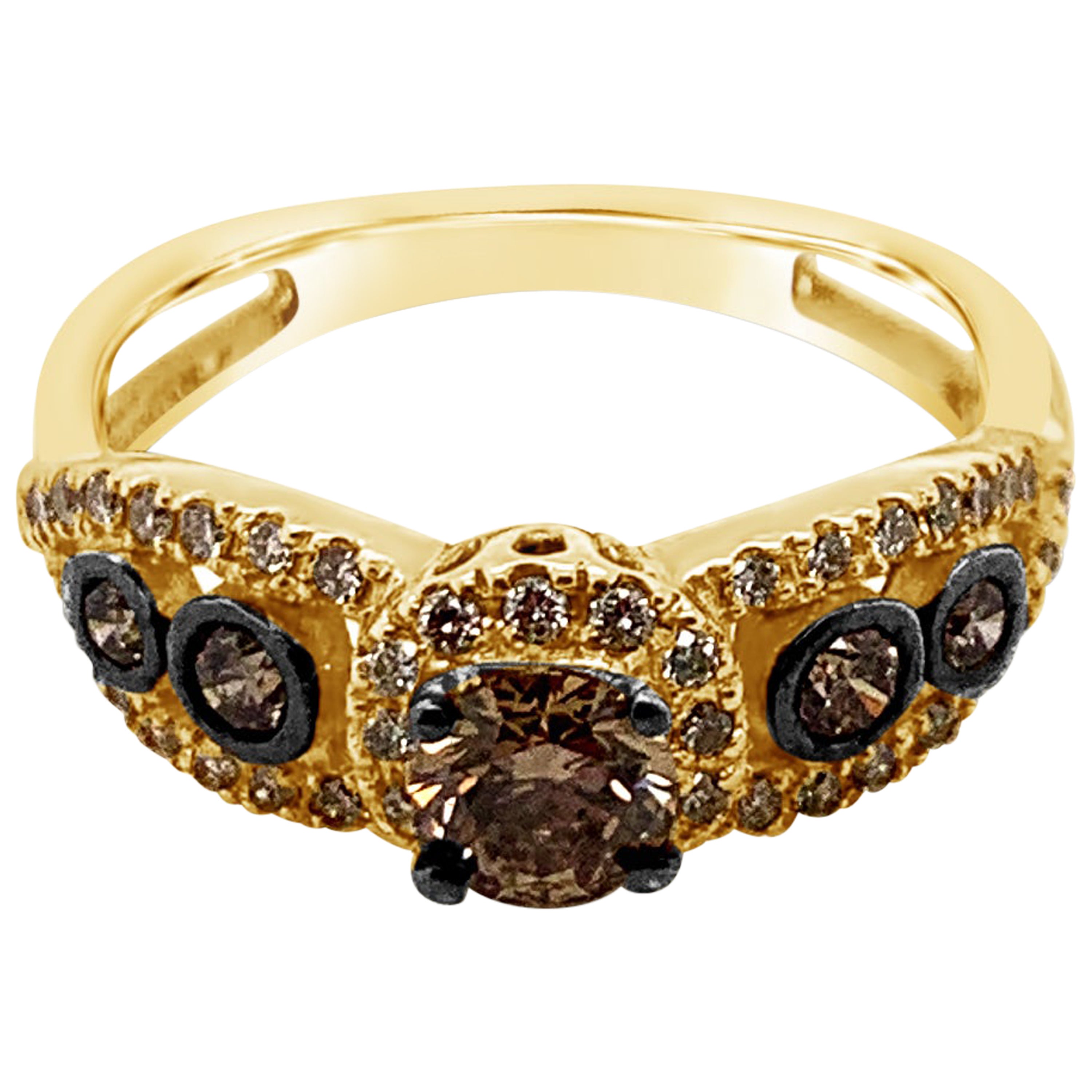 Le Vian Ring with Yellow Sapphire, Chocolate Diamonds Set in 14 Karat