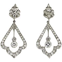 Diamond Platinum Dangle Earrings