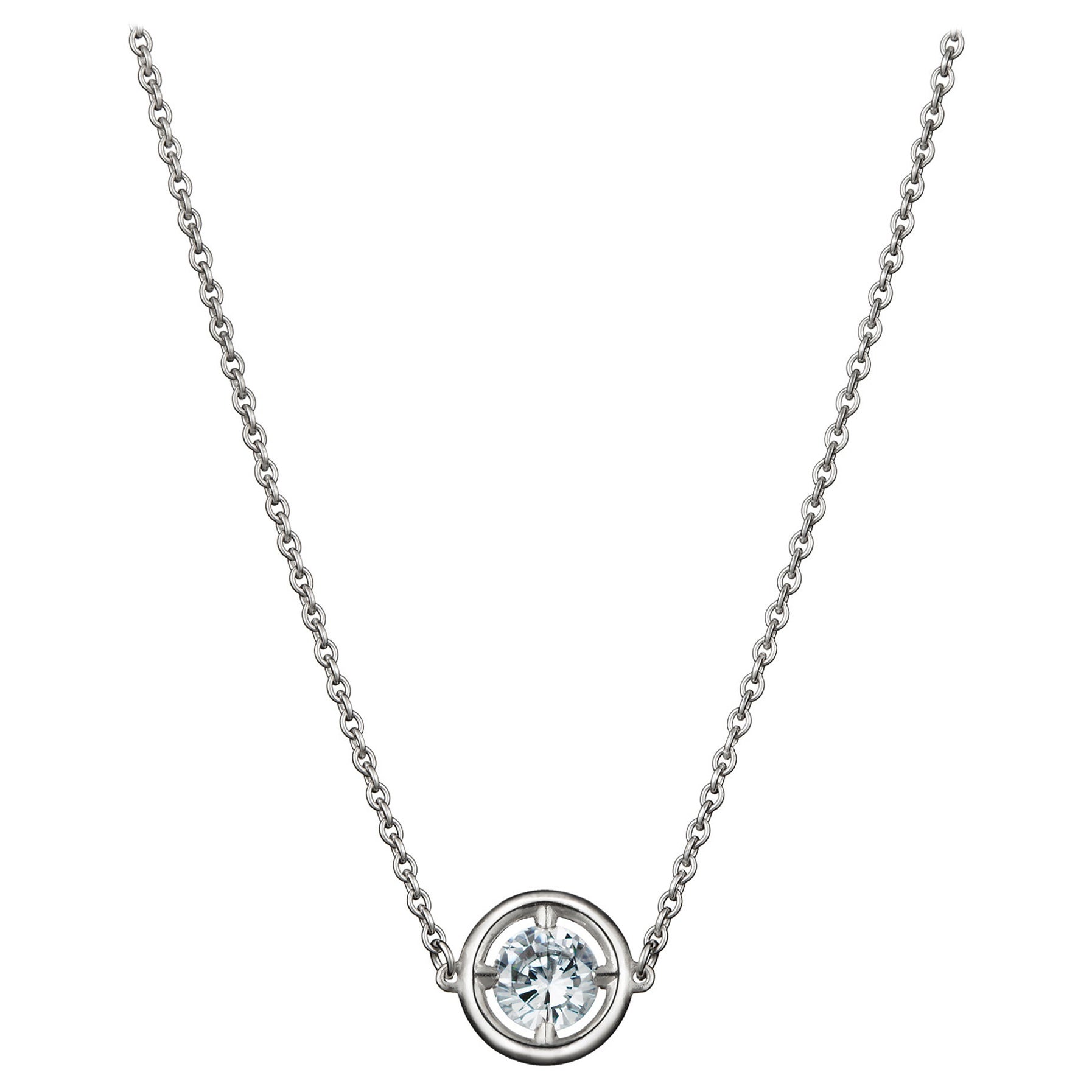 1ct Solitaire Pendant Necklace Traceable Diamond 18k White by Rocks For Life For Sale