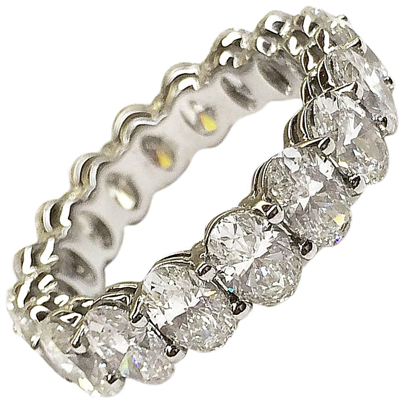 Oval Diamond Platinum Eternity Band Ring at 1stdibs