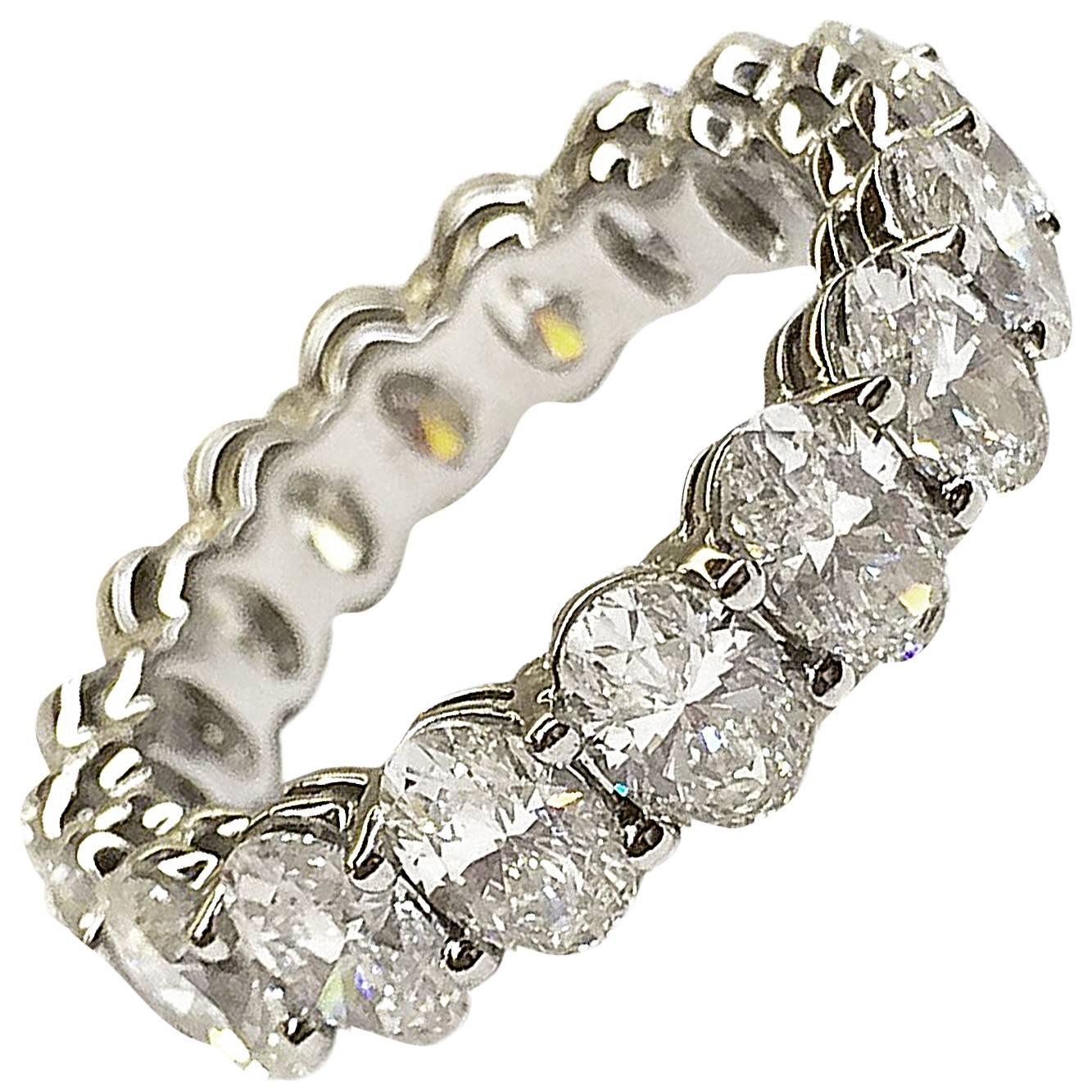Oval Diamond Platinum Eternity Band Ring For Sale