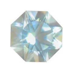 5.44 Carat Blue Aquamarine Large Fancy Round Octagon Cut Loose Beryl Gemstone