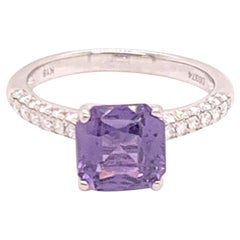 Purple Sapphire Diamond Ring 18k Gold Women 1.72 TCW Certified