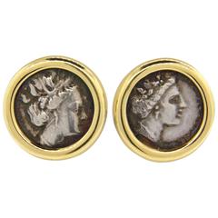 Bulgari Monete Gold Ancient Coin Earrings 