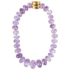 Genuine Amethyst Rondelle Shaped Beads with Magnetic Clasp