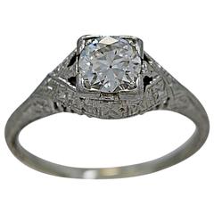 Stellar Art Deco Diamond Gold Engagement Ring