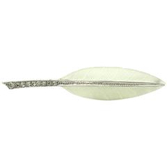 Crystal Quartz Diamond Gold Feather Pin