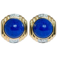 Lapis Diamond Gold Clip On Earrings Lapis Diamond Gold Clip On Earrings