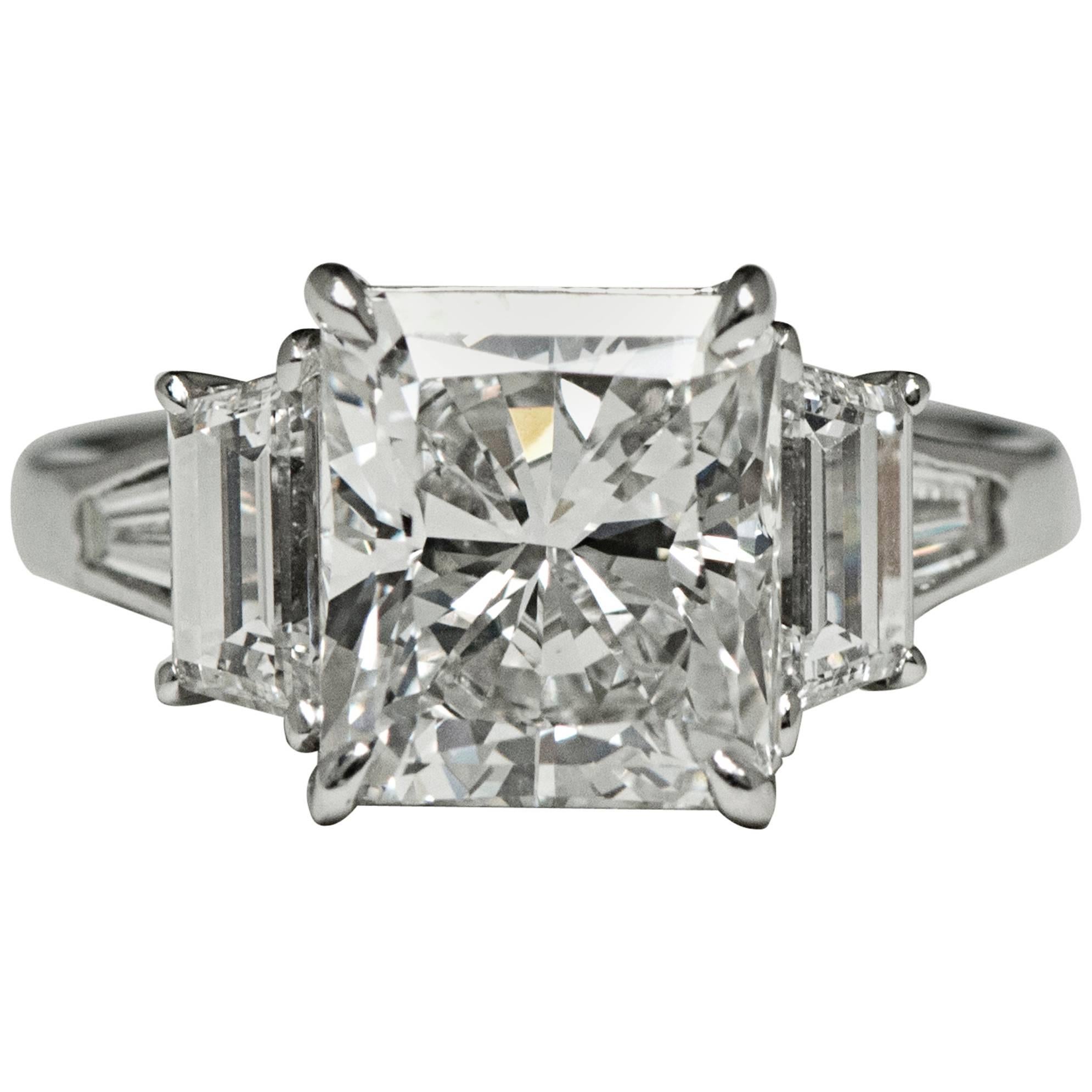 5.53 Carat GIA Cert Asscher-Cut Diamond Platinum Engagement Ring