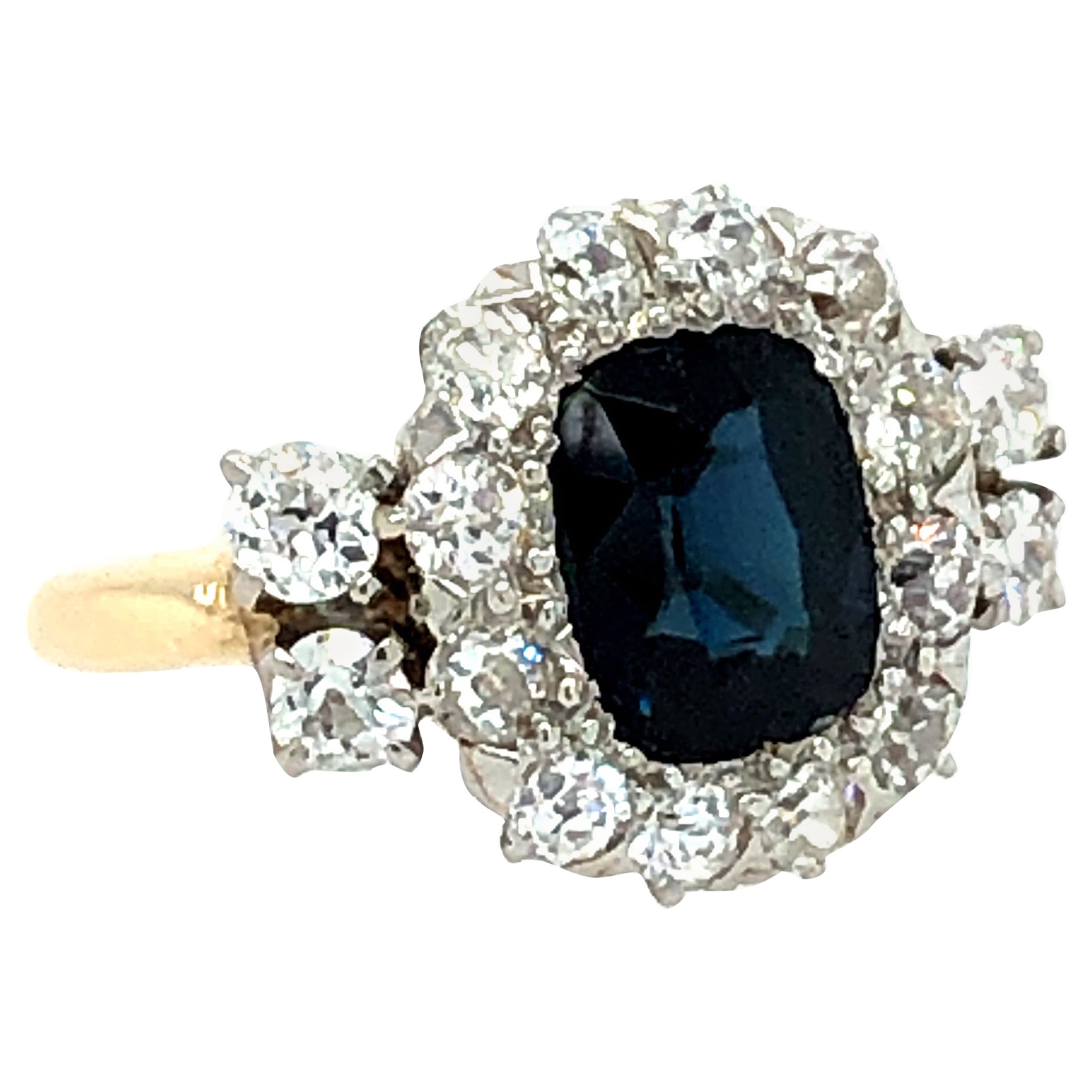 Antique Sapphire Diamond Engagement Ring at 1stDibs