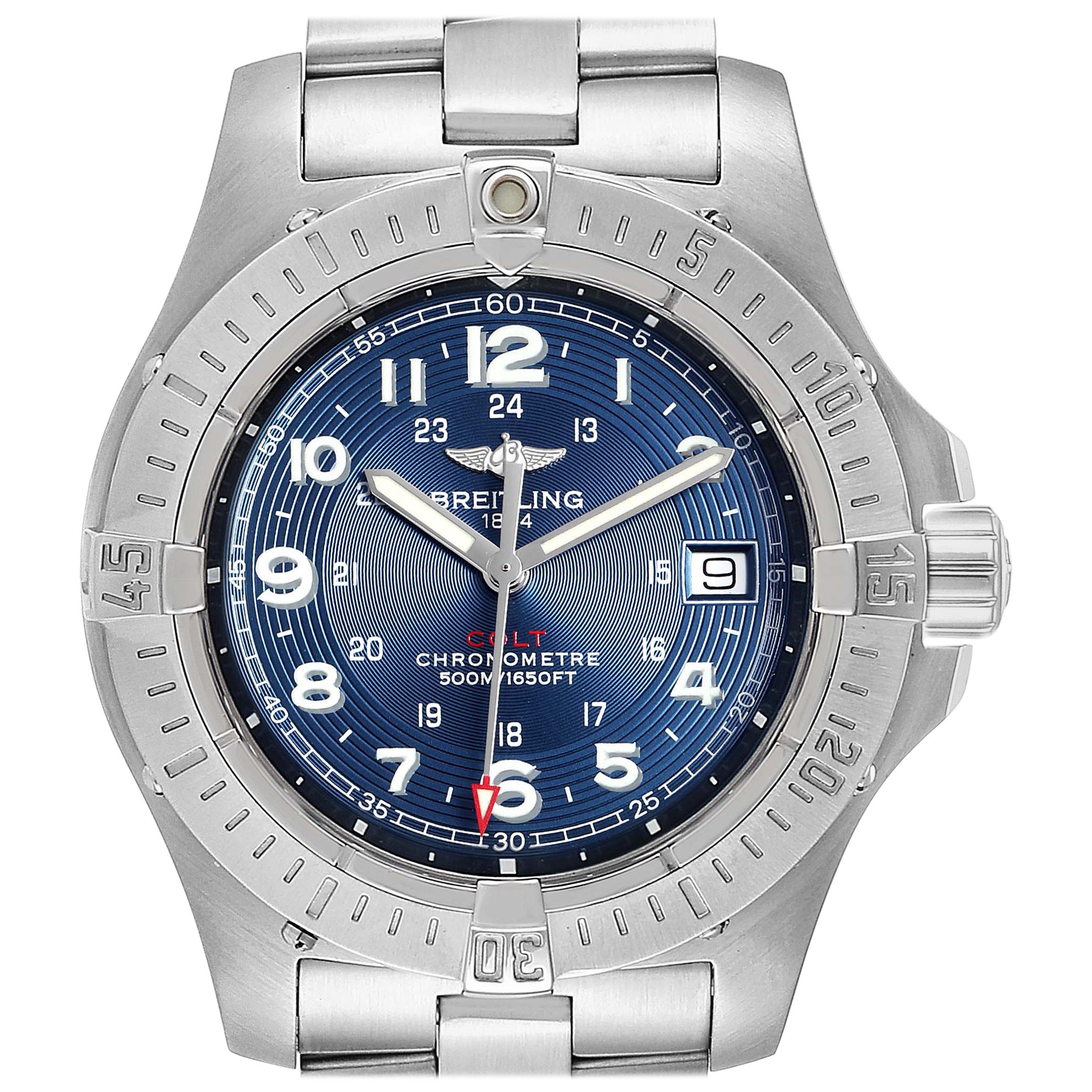 Breitling Galactic 44 A45320 Men's Automatic Watch Blue Dial Stainless ...