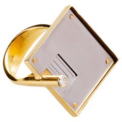 Gold, steel and white diamond ring by Karl Heinz Reister, 1993 8