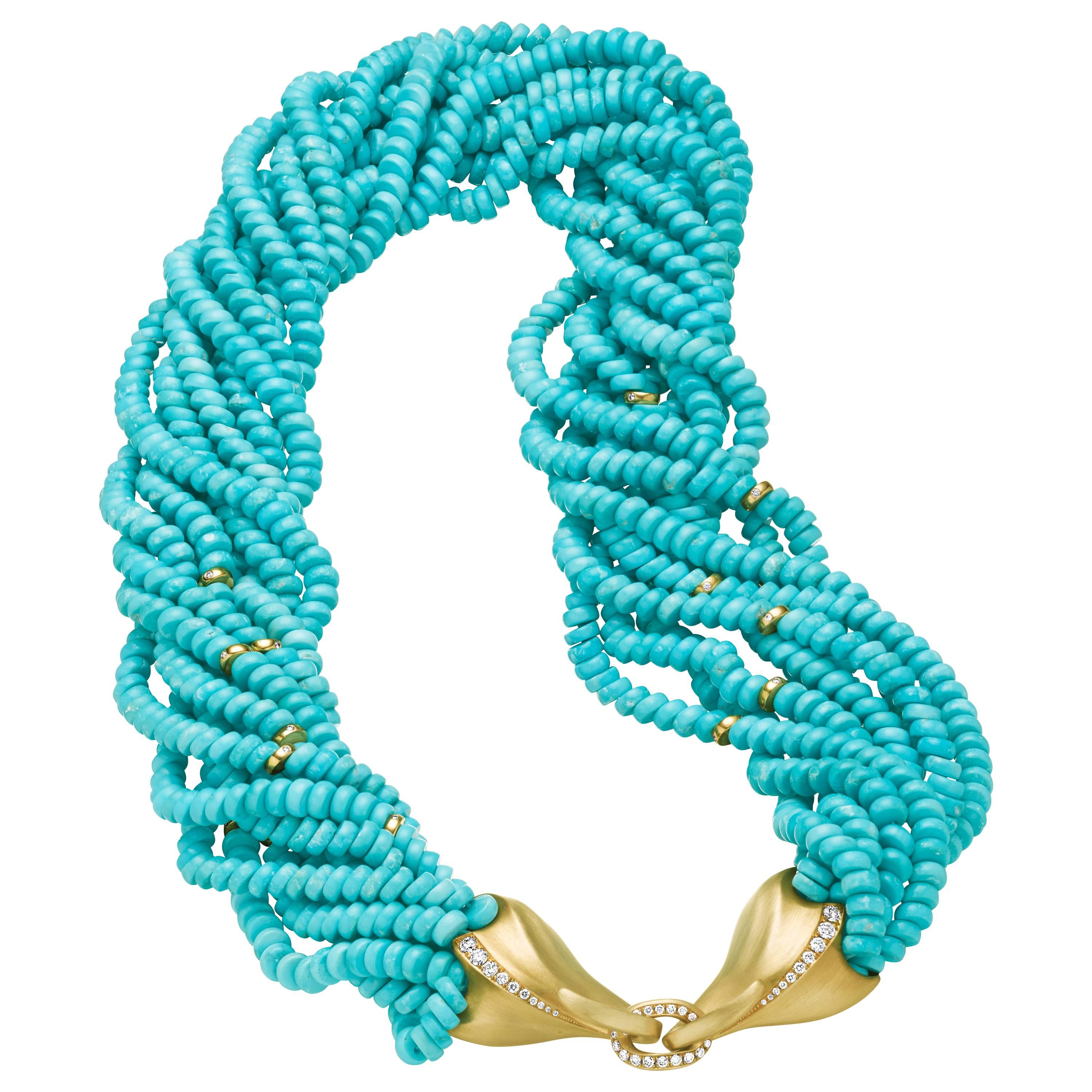 Naomi Sarna Turquoise Diamond Gold Necklace