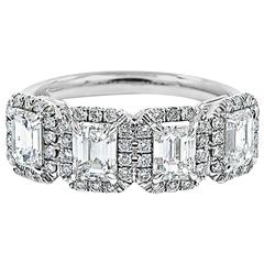 4 Stone Emerald Cut Diamond Ring 7