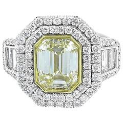4.01 Carat Fancy Yellow Diamond Gold Engagement Ring 5