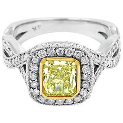 Fancy Yellow Radiant Diamond Engagement Ring 7