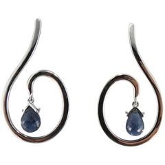 Jona Blue Sapphire & Gold Drop Earrings 10