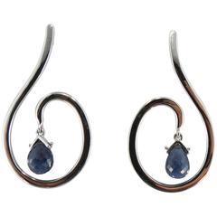 Jona Blue Sapphire 18 Karat White Gold Drop Earrings