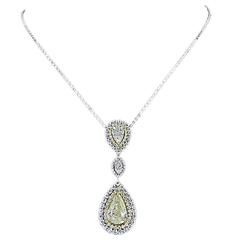 Fancy Yellow Pear Shaped Diamond gold necklace 11