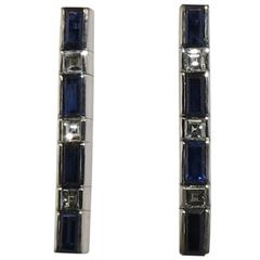 Jona Sapphire Diamond Gold Bar Earrings 7