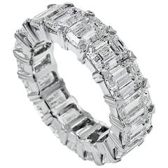 Emerald Cut Diamond Platinum Eternity Band Ring 1