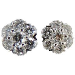 Jona White Diamond 18 Karat White Gold Cluster Earrings