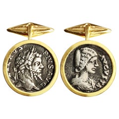 Roman Coins 4th Cent. AD 18kt Gold Cufflinks Depicting Emperor and Empress