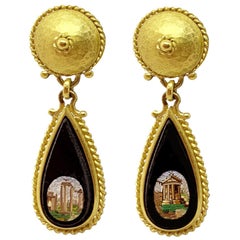 Micromosaic from Vatican Studio Earrings 'Mid-19th Century' with Rome Views
