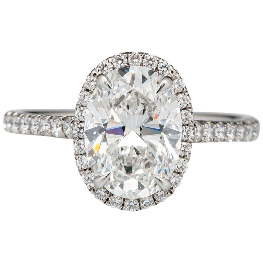 Gia Certified 1.90 Carat D SI2 Oval Cut Diamond Eye Clean Engagement