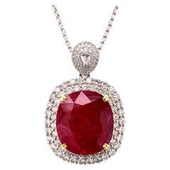 Mozambique 24.21 Carat Ruby Diamond Pendant Necklace