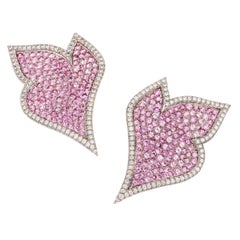 8 Carat Pink Sapphires and 1.31 Carat Diamonds 18 Kt White Gold Earrings