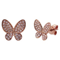 14K Rose Gold 0.20 Carat Diamond Butterfly Earrings