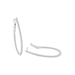 Orecchino a cerchio a pera in oro bianco 14K con diamante da 0,37 carati, 1,25" pollici