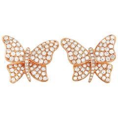 LB Exclusive 18K Rose Gold 2.75 ct Diamond Butterfly Earrings